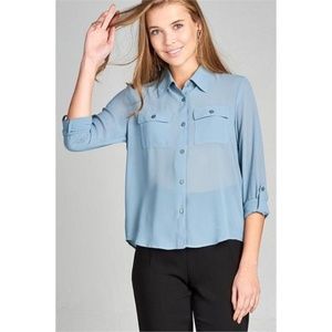 ROMANTIC ROSE L/S FRONT POCKET CHIFFON TOP 3 PACK